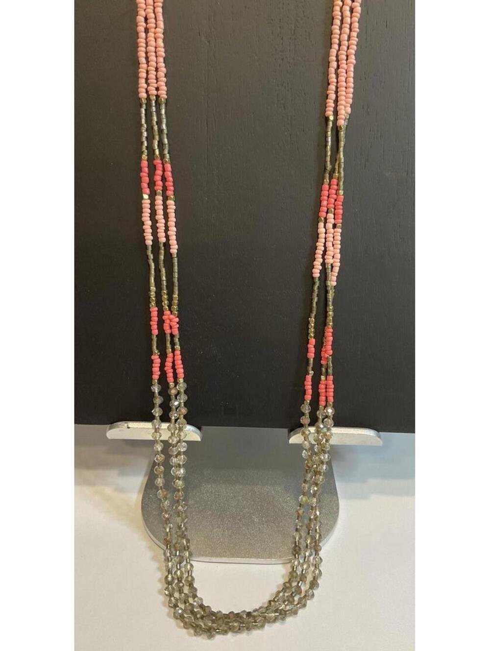 NWT Express Bead And Gold Tone Multi Strand Necklace #1166